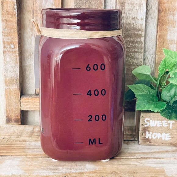 NWT Burgundy Bloom Extra Large Fresh Ceramic Mason Jar Decor utensil Holder - Picture 11 of 12